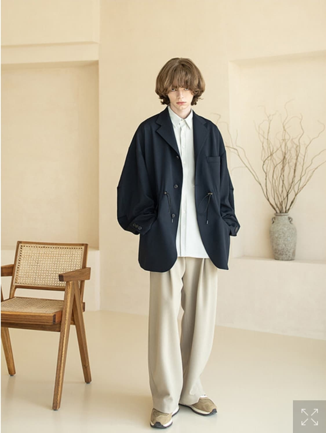 비긴202 오버사이즈 스트링 자켓 블레이저 3사이즈 블랙 105~110 상품이미지1