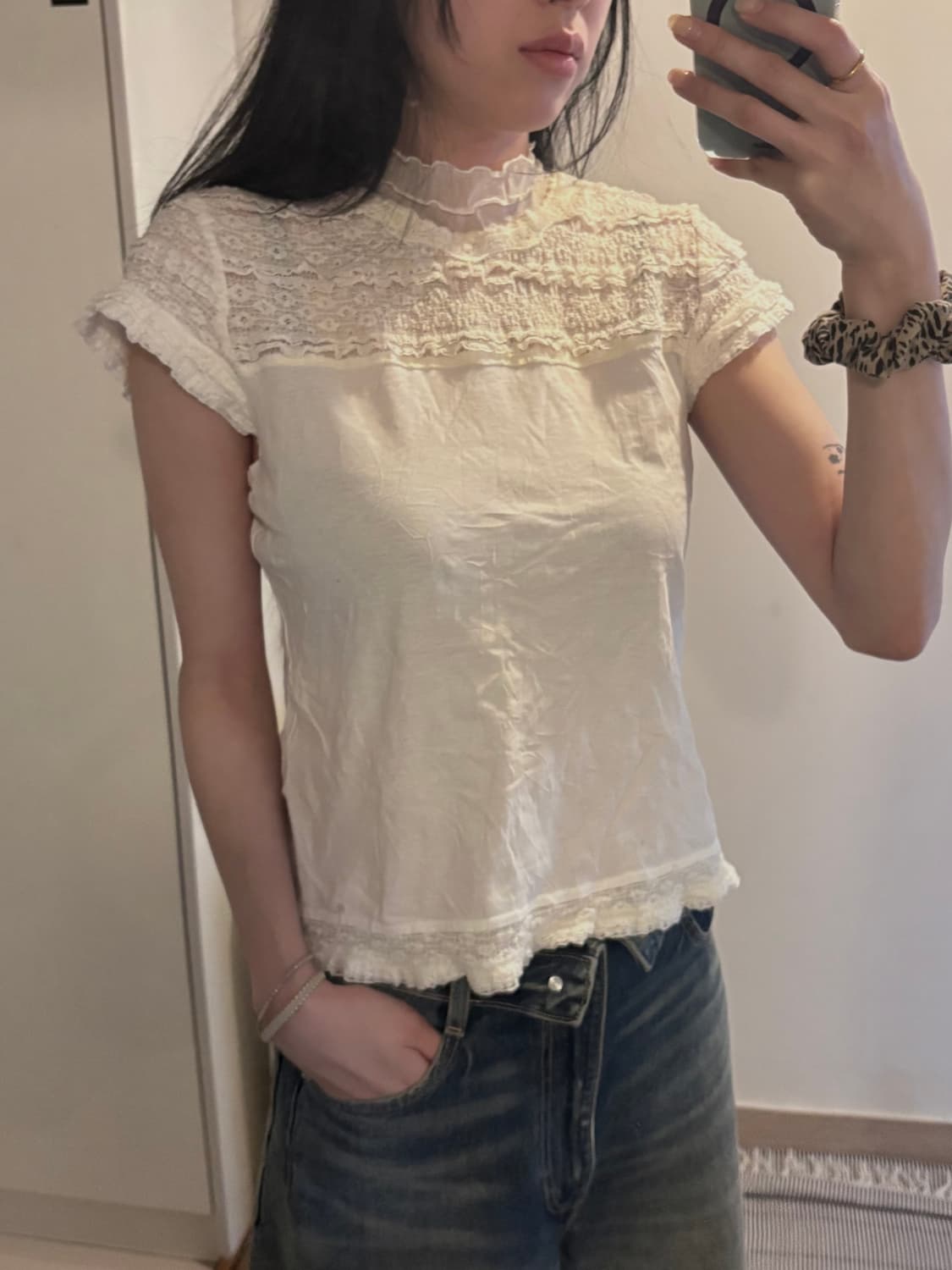 Japanese Vintage Ivory Frill T-Shirt 상품이미지3