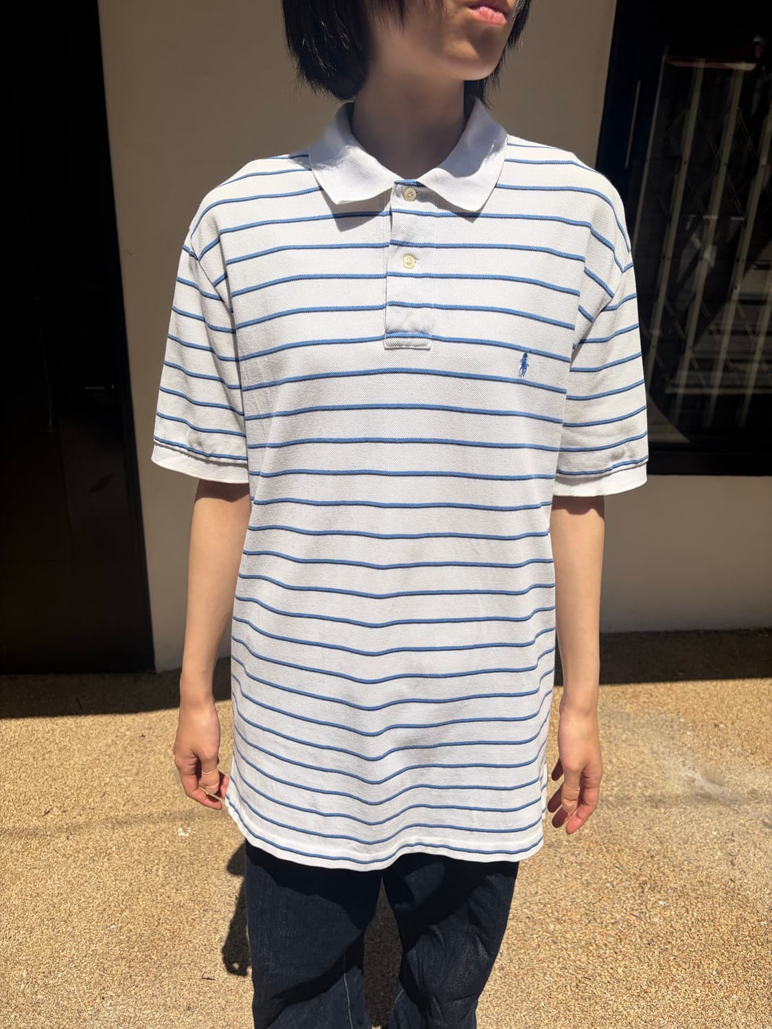 Polo Ralph Lauren 블루 스트라이프 반팔 카라 티셔츠 L 상품이미지1