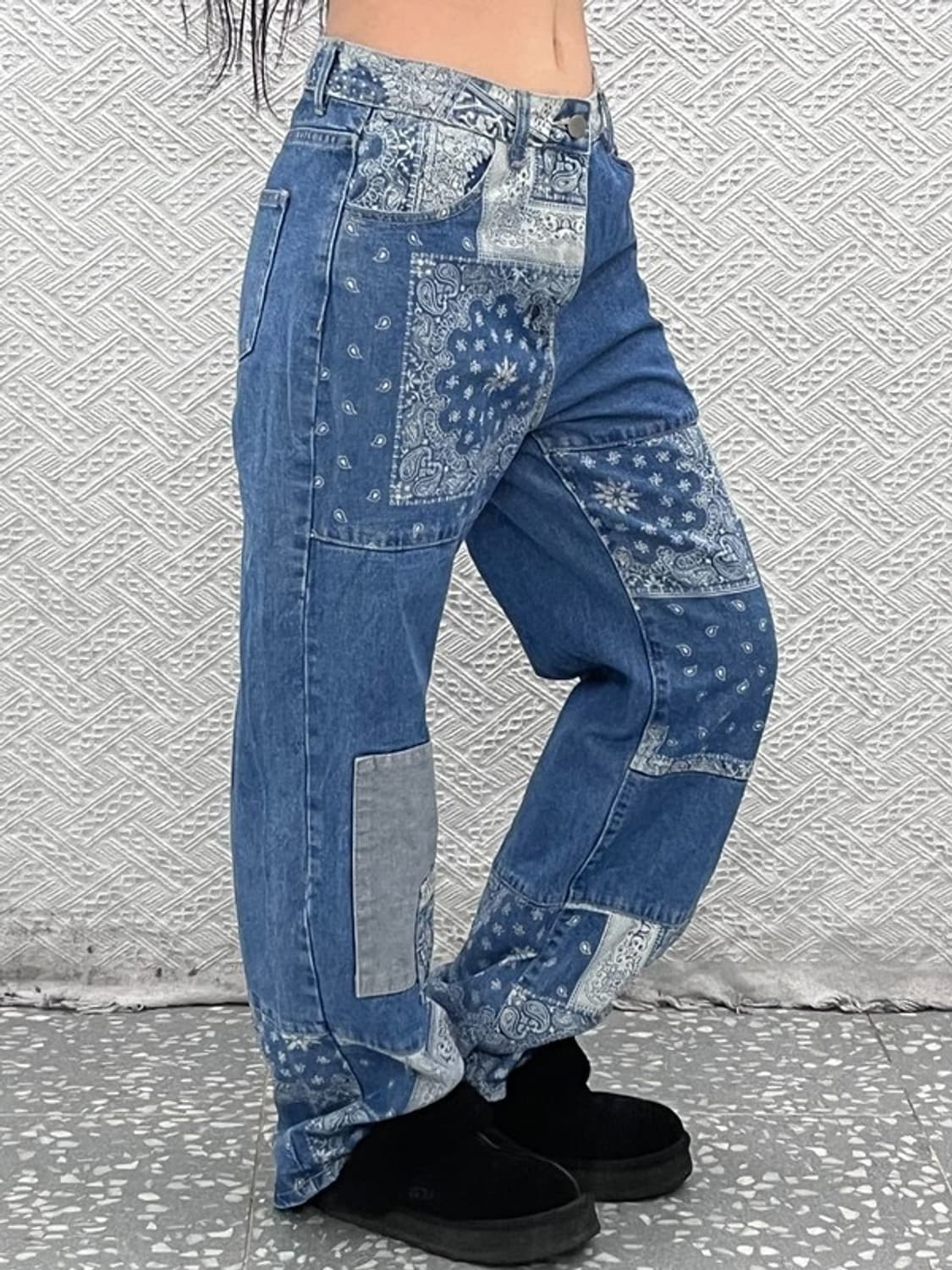 밸리걸 빈티지 코지룩 페이즐리 패치워크 데님팬츠 10 C09102 상품이미지1