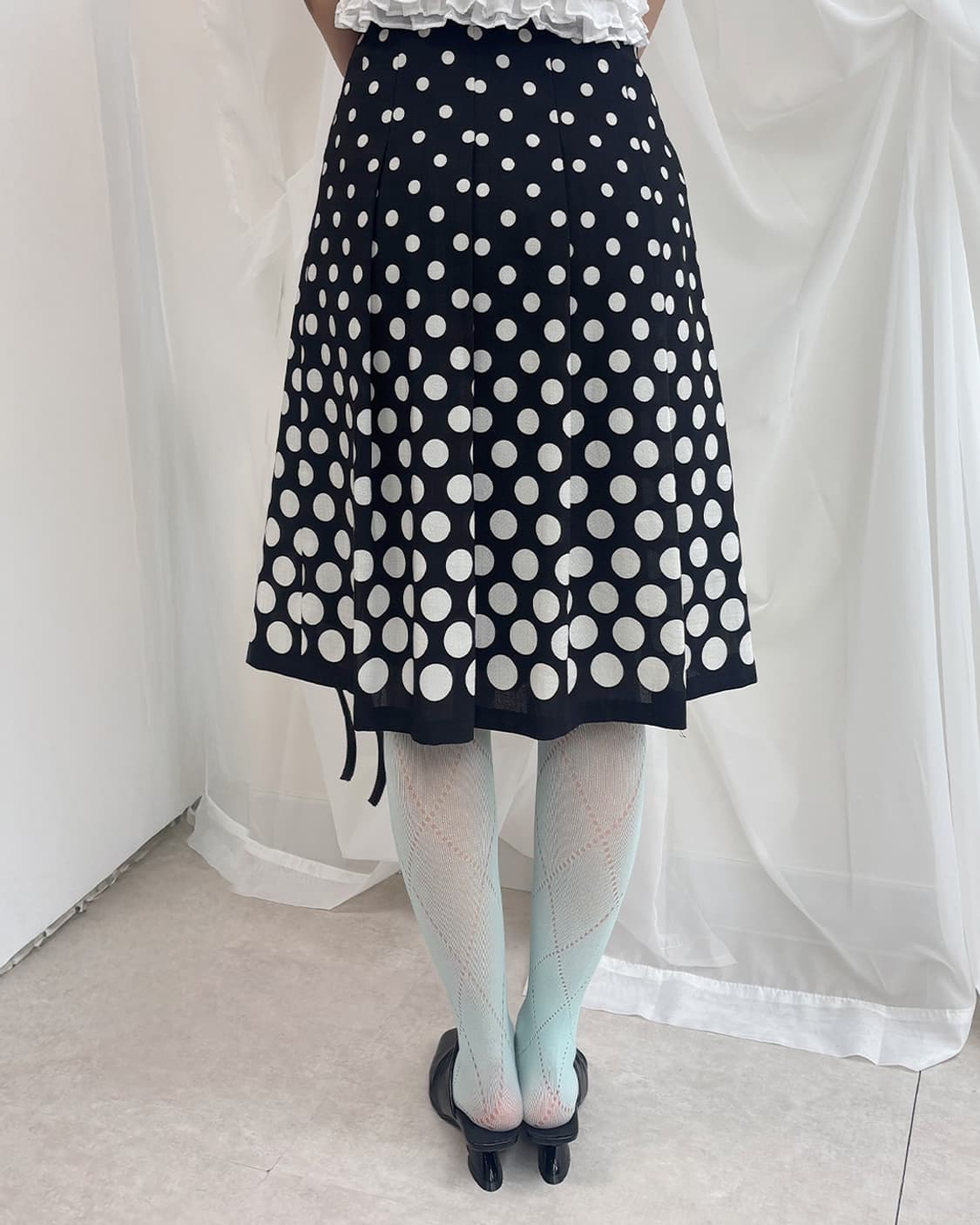 TRUDEA gradient dot pleated midi skirt 상품이미지3
