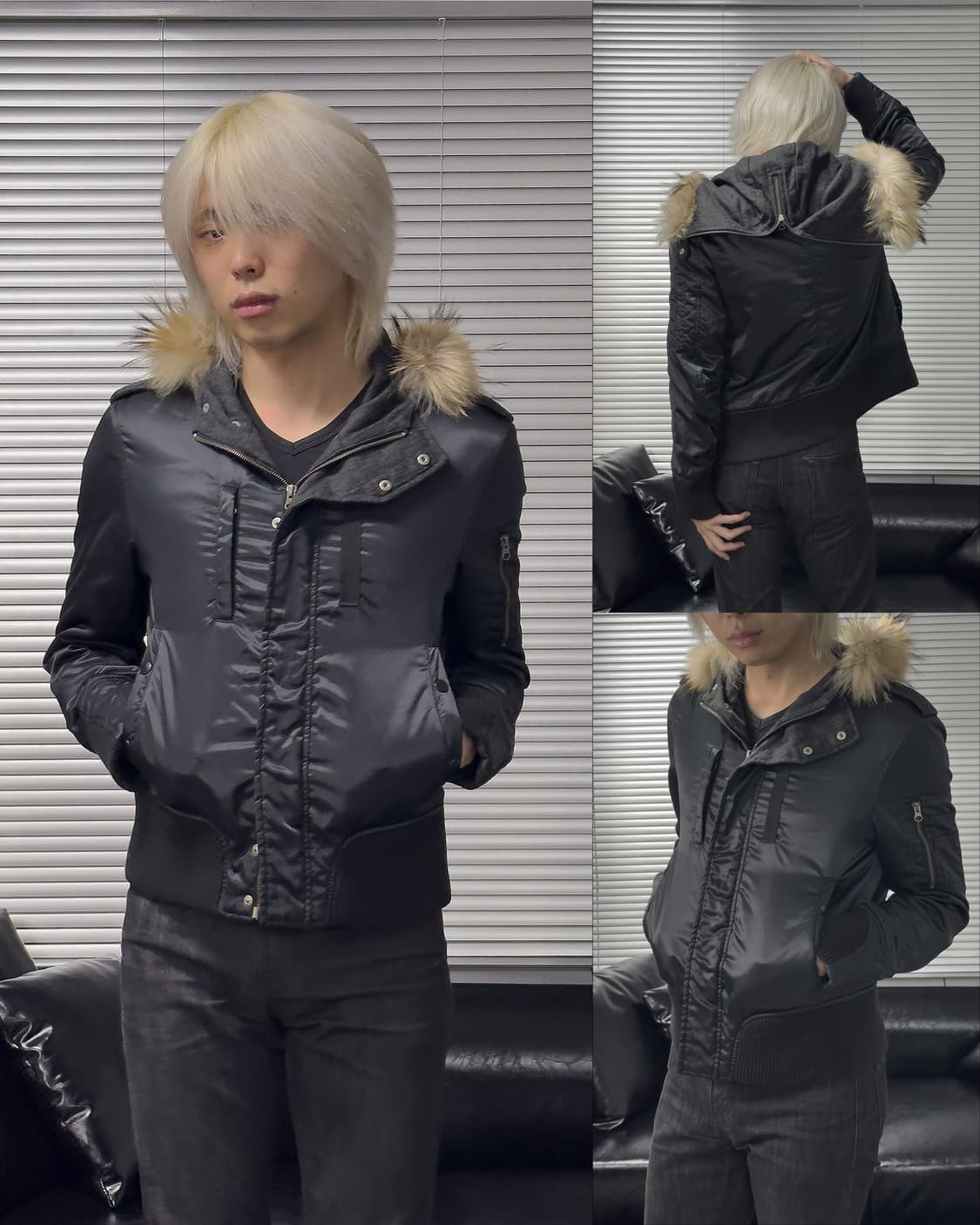 {Unknown} Zip-Split Fur MA-1 Bomber 상품이미지1