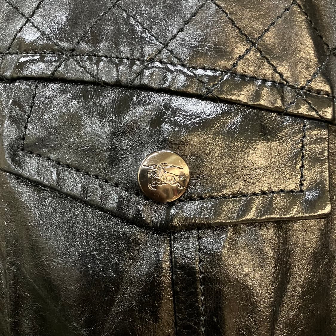 버버리 블루라벨 블랙 퀄팅 레더 자켓 38 상품이미지4