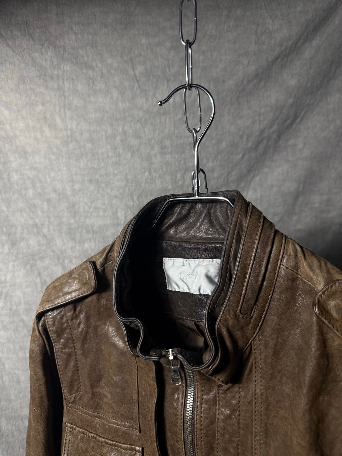 Lambskin Military Moto Leather Jacket  상품이미지5