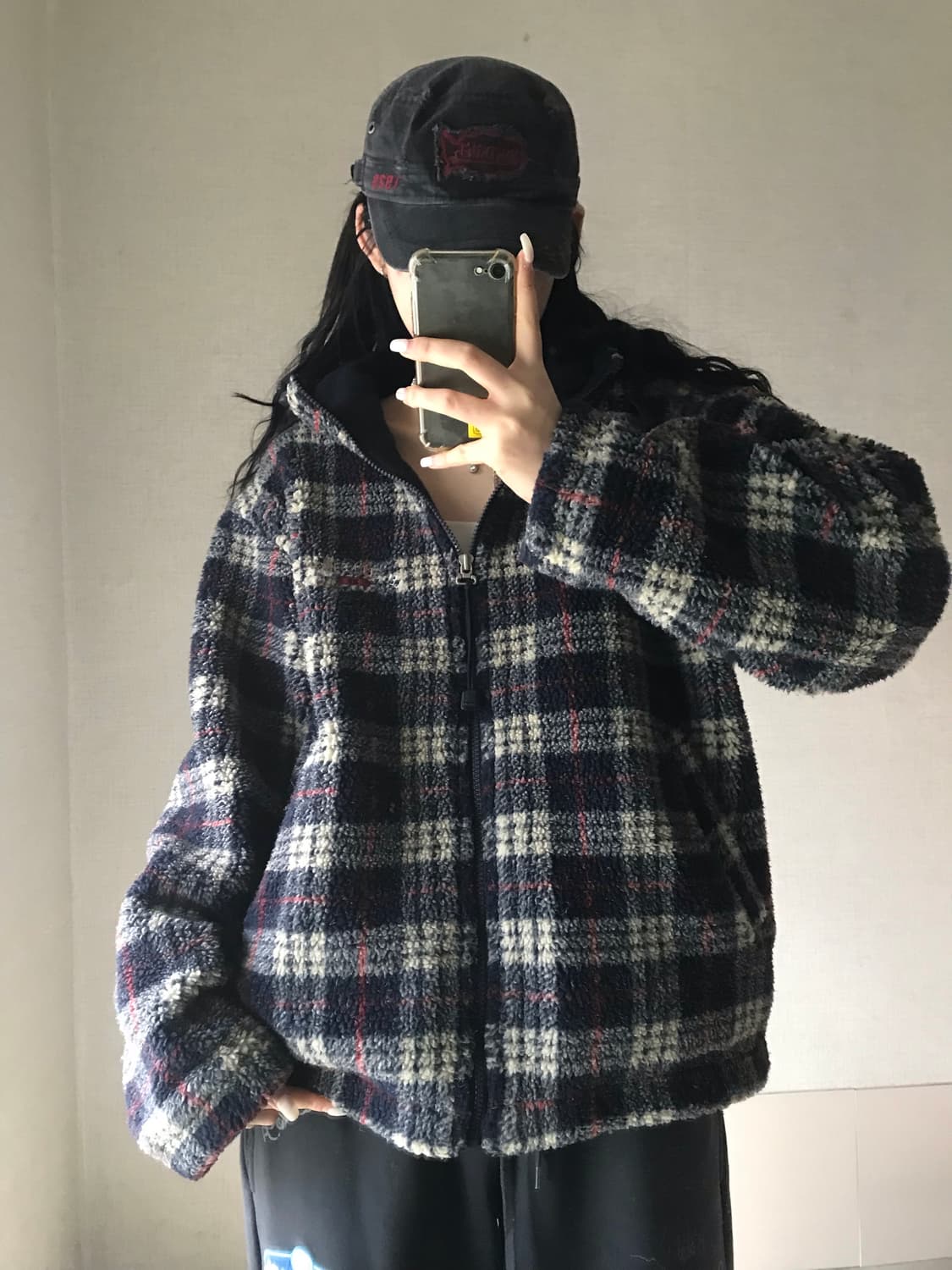 리 체크 후리스 점퍼 상품이미지5