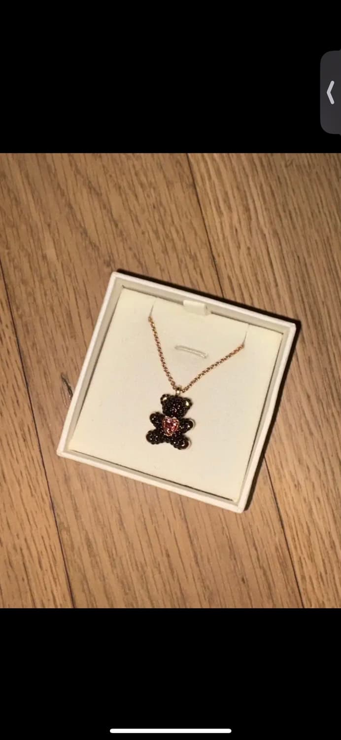 스와로브스키 테디 teddy heart 블랙 목걸이 상품이미지1