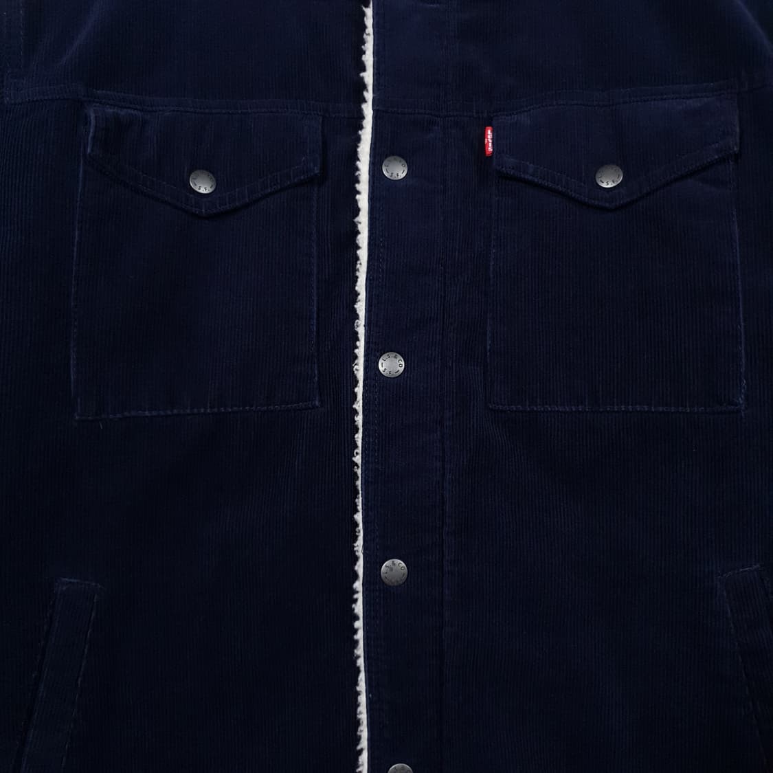 XL) 리바이스 코듀로이 쉐르파 플리스 포켓 후리스 자켓 다크네이비 희귀 상품이미지5