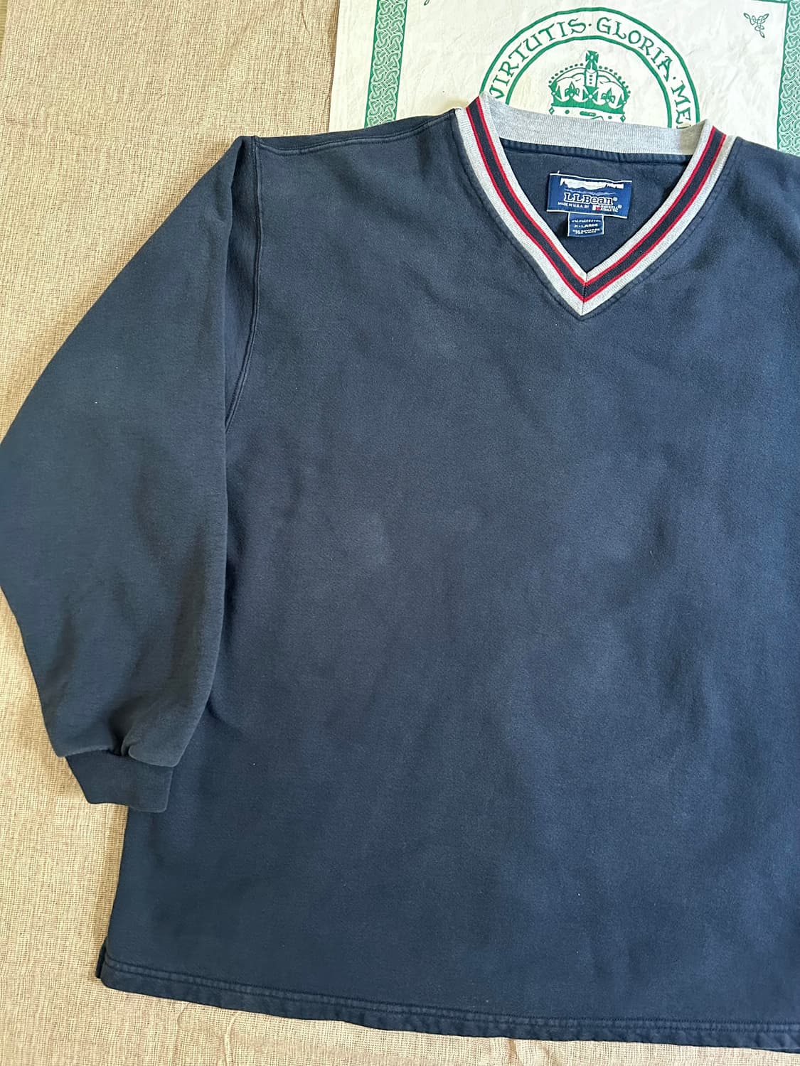 90s 엘엘빈 x 러셀 브이넥 스웻셔츠 Made in USA 상품이미지6