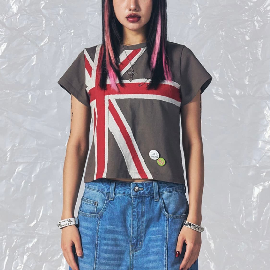 스키즘인듀싱 union jack t shirt grey S 상품이미지2