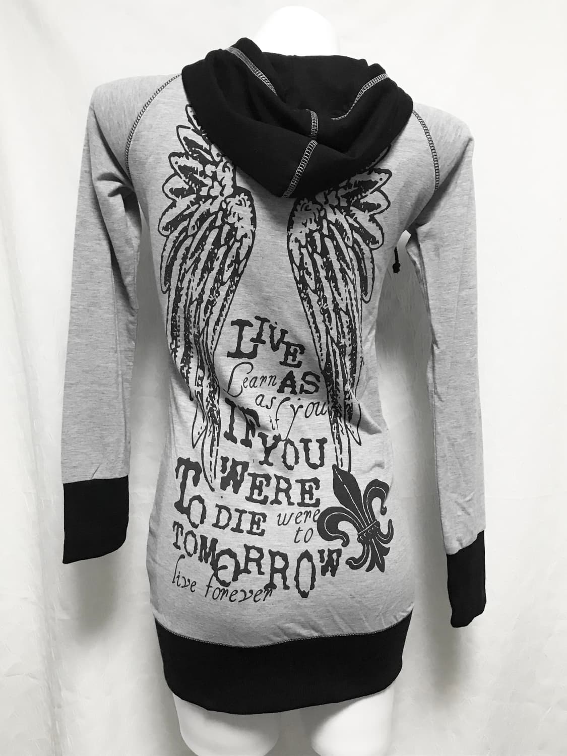 빈티지 d.i.a깔 갸루 펑크 날개 프린팅 후드 원피스 집업 상품이미지7