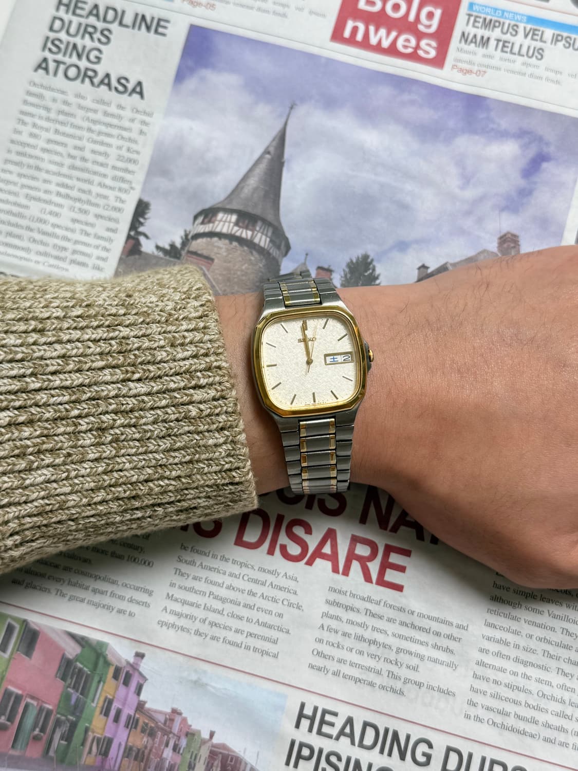 Seiko 세이코 스퀘어 콤비 쿼츠 Day-Date 상품이미지6