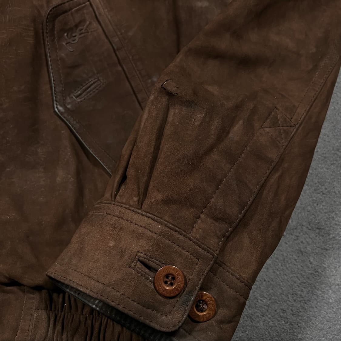 90's 입생로랑 양가죽 봄버 블루종 자켓 상품이미지5