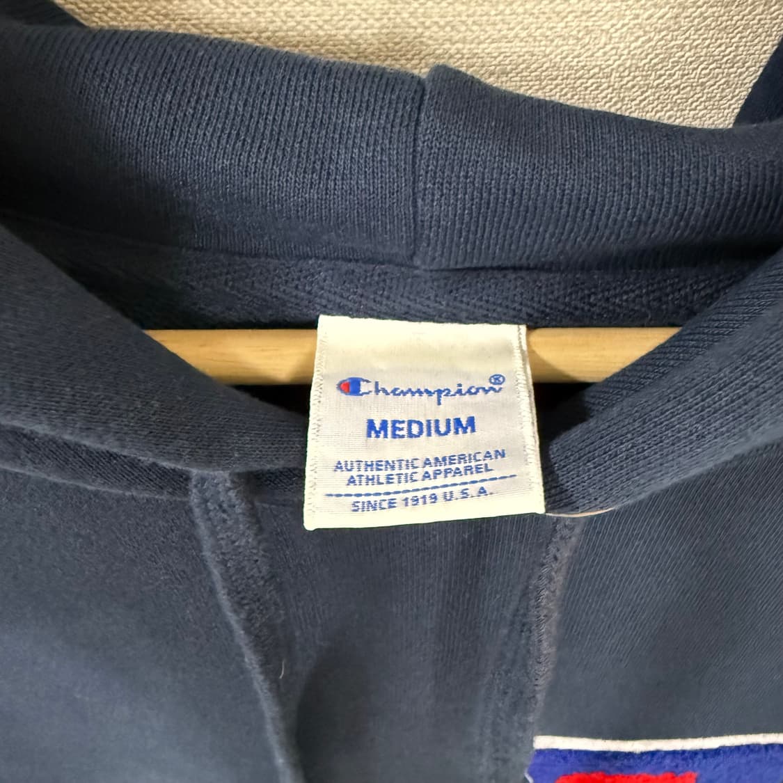 [M] 챔피온 후드티 네이비 오렌지 상품이미지2