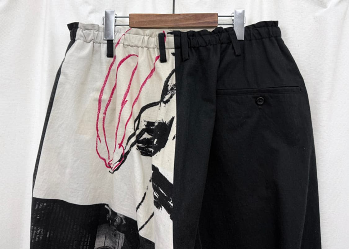 요지야마모토 뿌르옴므 뉴스페이퍼 아사쿠라 유카 드로잉 팬츠 상품이미지6