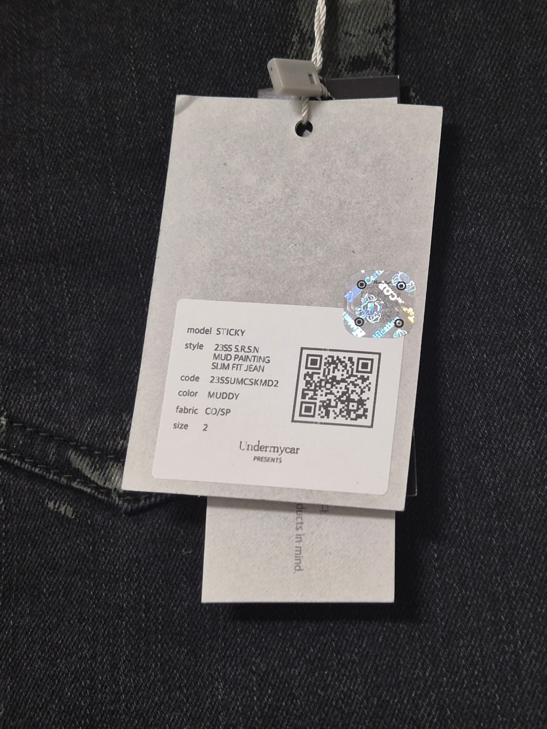(새상품/2)언더마이카 SS23 스티키 머드 페인팅 슬림핏 블랙 진 머디 상품이미지6