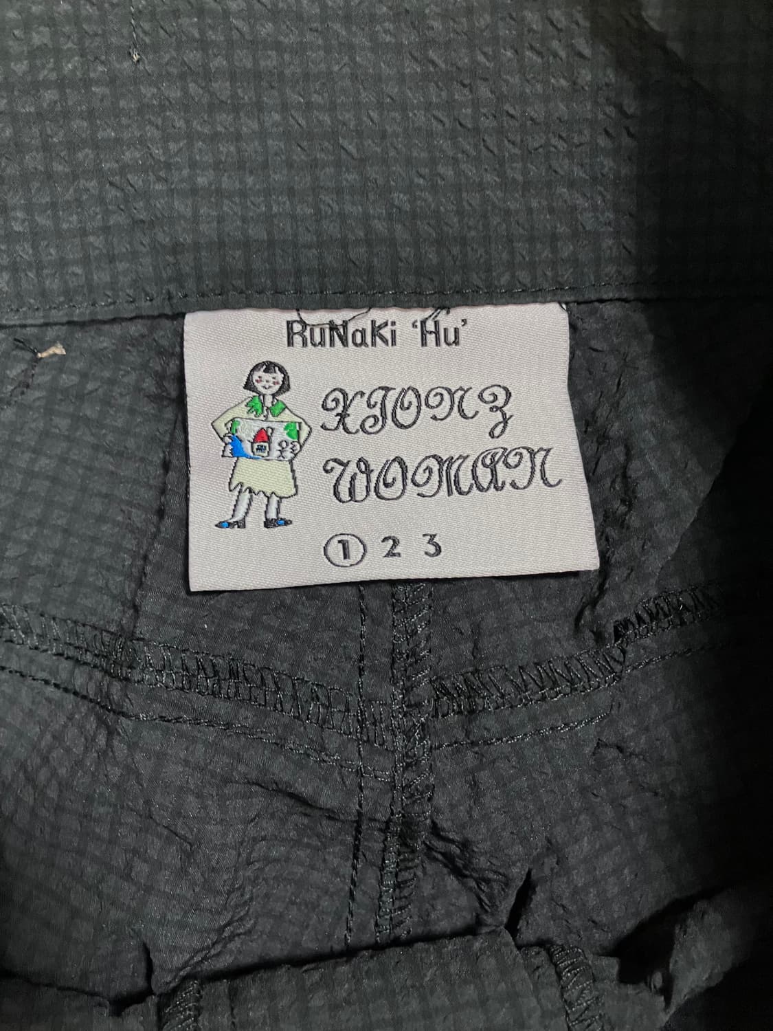 루나키후 사키 프릴 시어서커 와이드 팬츠 (블랙) 상품이미지3