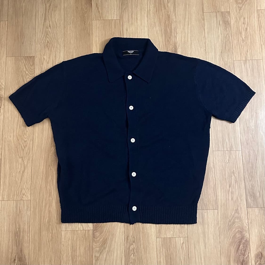 트릴리온 워셔블 부클 카라 반팔 니트 네이비 XL 상품이미지1