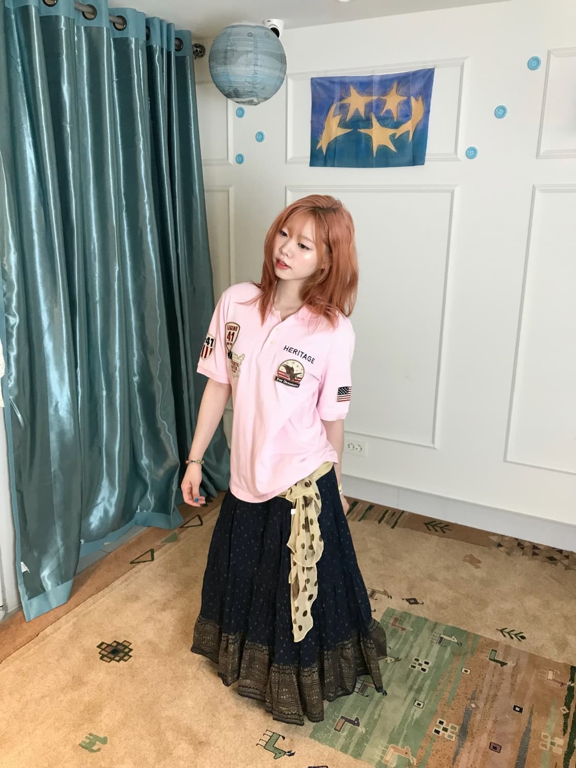 스포티한 와펜 디테일과 러블리한 컬러감이 조화로운. 미국 하이틴 무드•• 상품이미지1