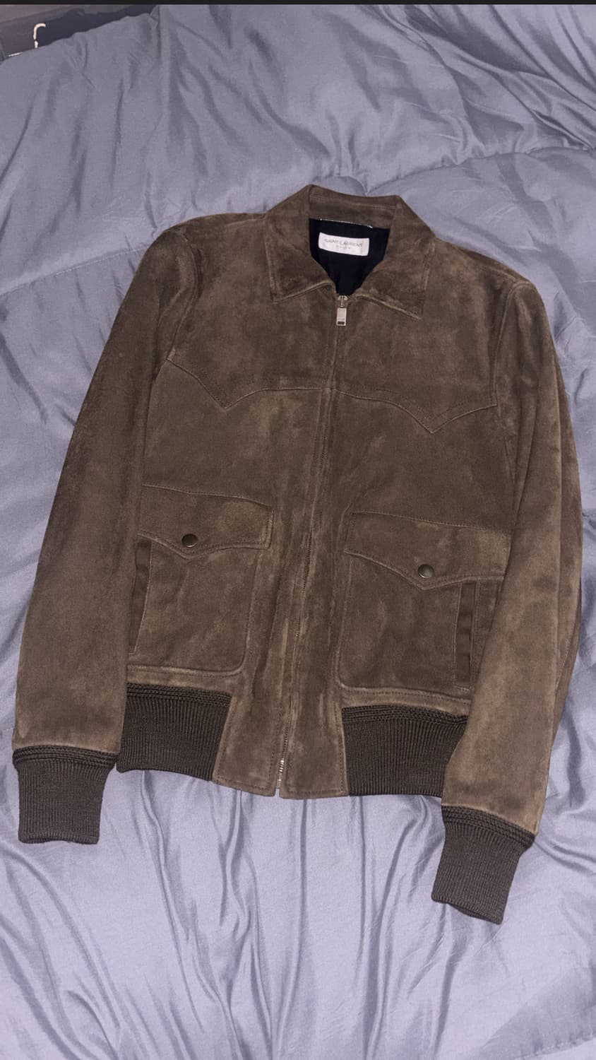 생로랑 15시즌 에디슬리먼 아카이브 브라운 스웨이드 자켓 상품이미지1