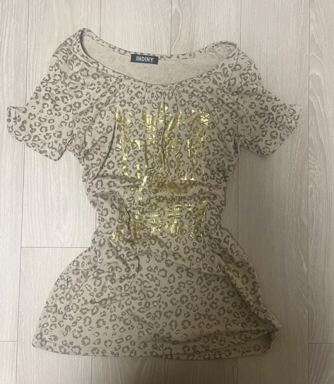 빈티지 갸루 히메 호피 레오파드 반팔티 레터링 y2k 펑크 상품이미지1