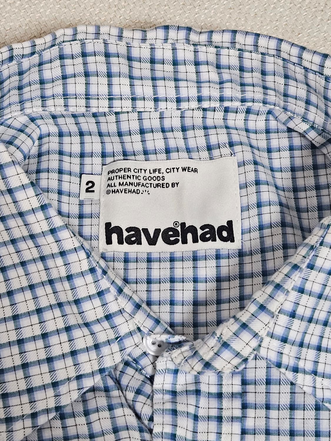 해브해드 체크셔츠 블루화이트 상품이미지3