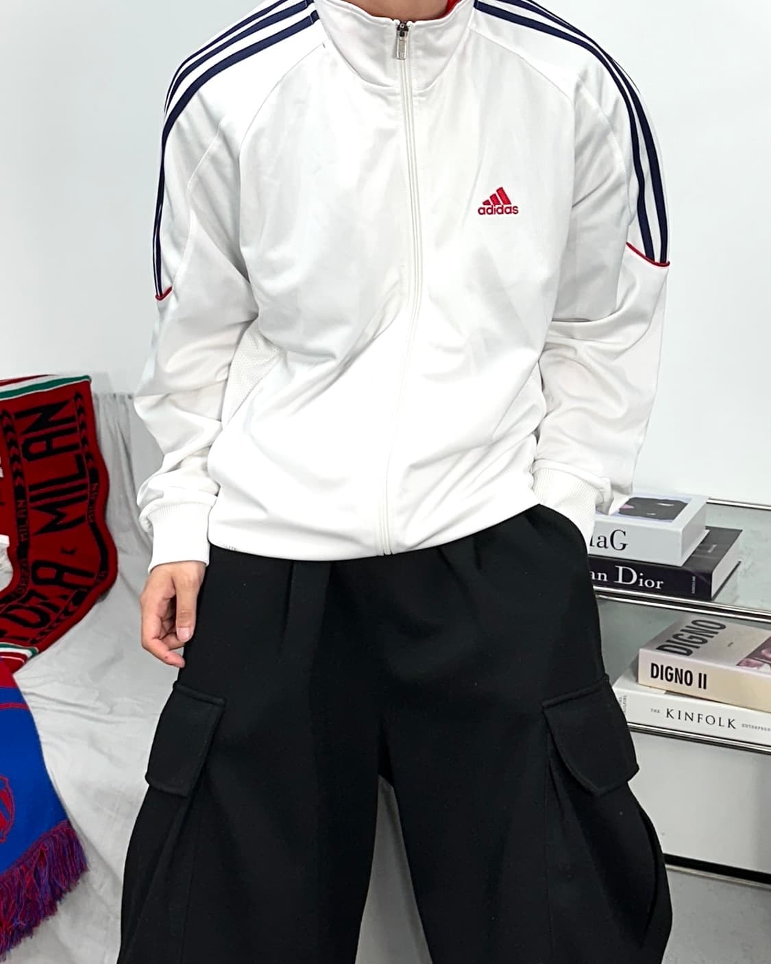 아디다스 화이트 네이비 트랙탑 져지 XL 상품이미지2
