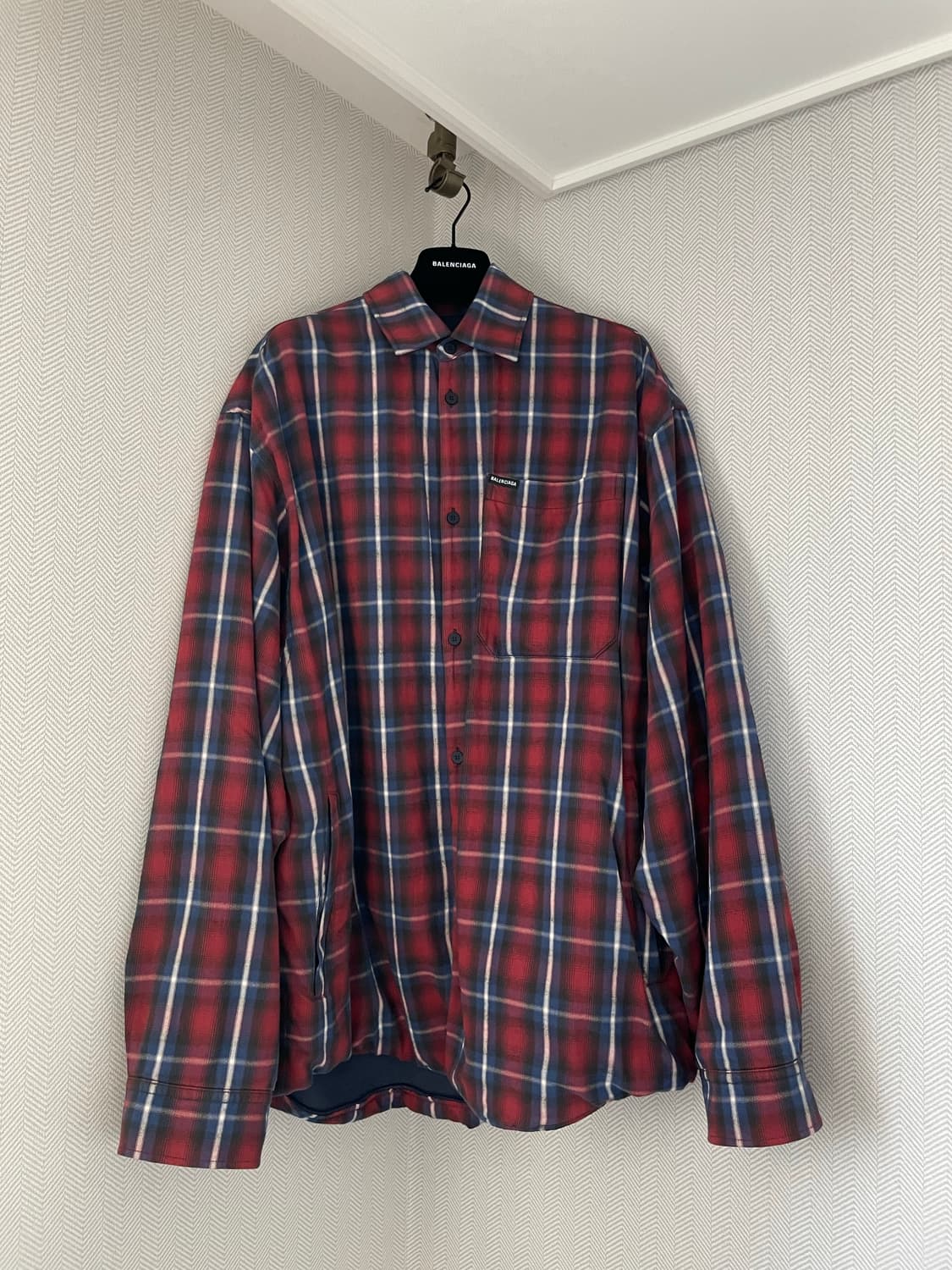 BALENCIAGA 발렌시아가 라인드 체크 자켓 레드 블루 상품이미지8