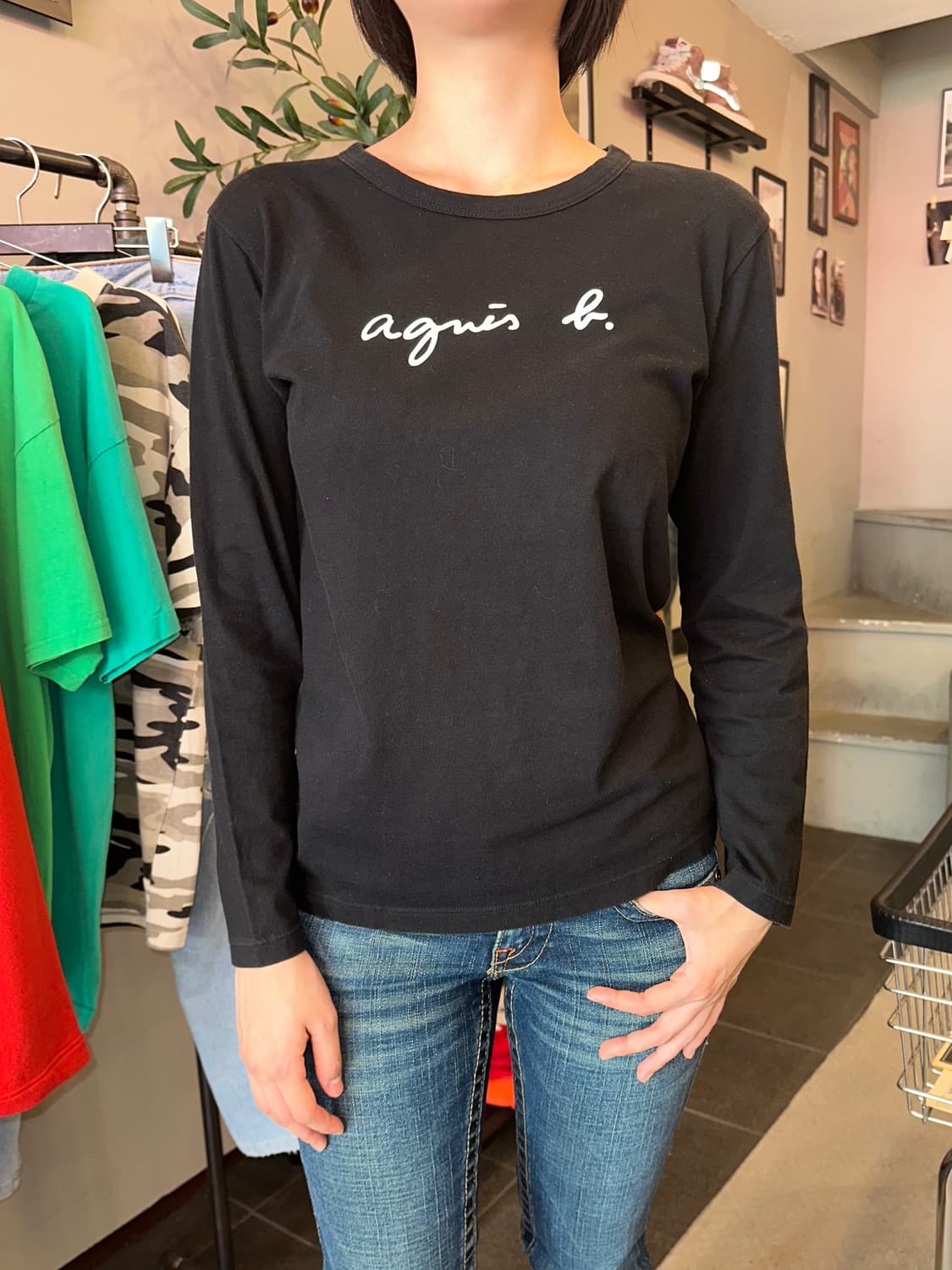 Agnes B logo black cotton sleeve 상품이미지2