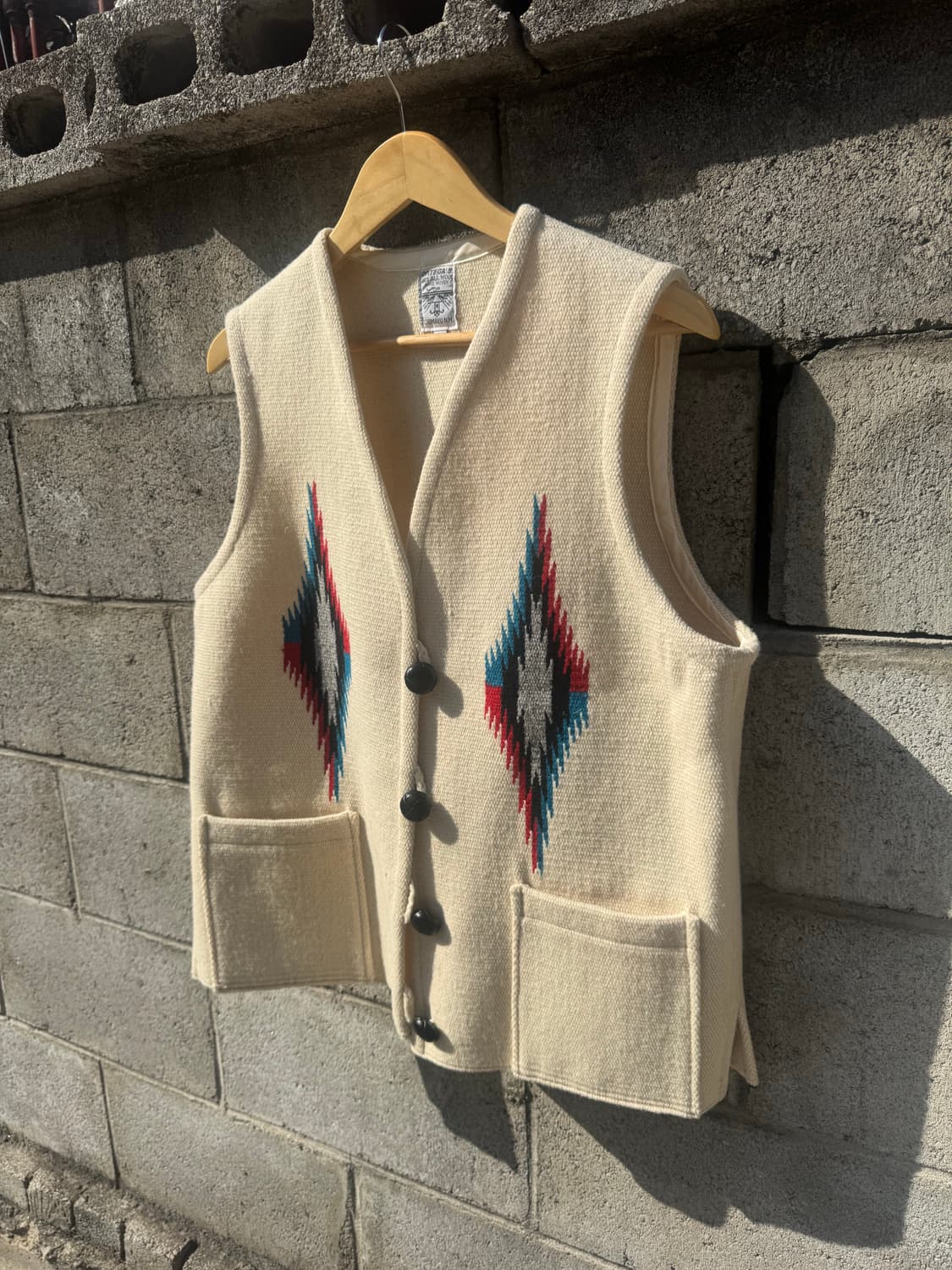 오르테가 핸드 우븐 울 네이티브 아메리칸 웨스턴 치마요 베스트 조끼 상품이미지3