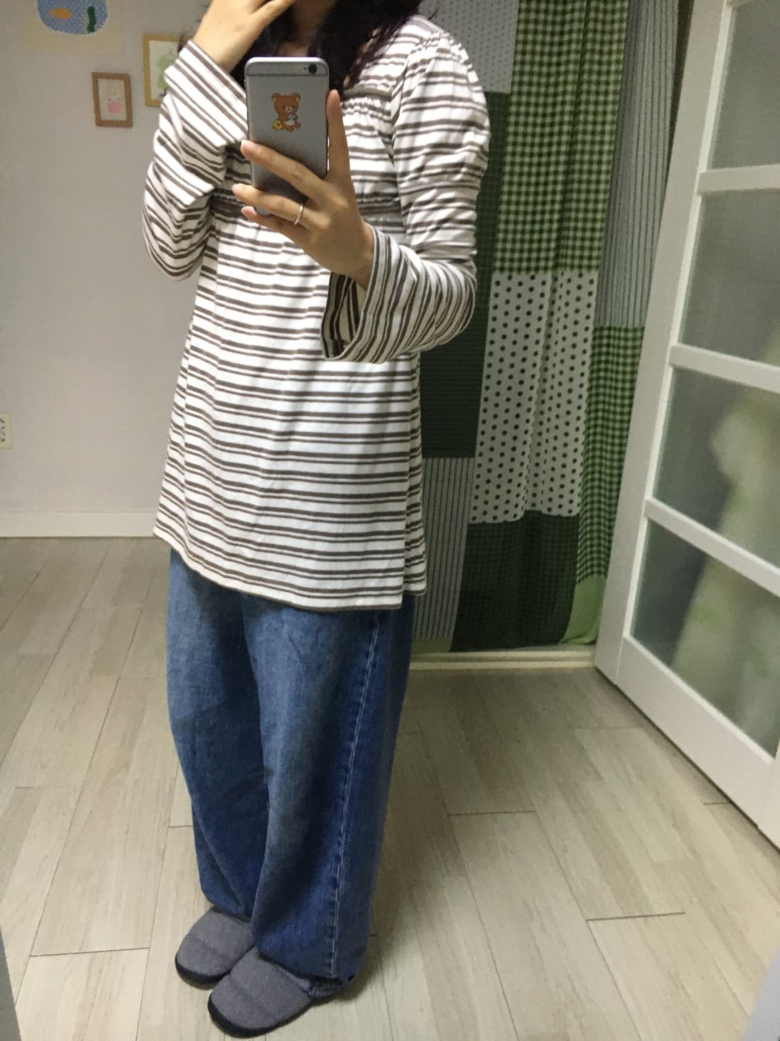 브라운 스트라이프 긴소매 티셔츠 상품이미지9