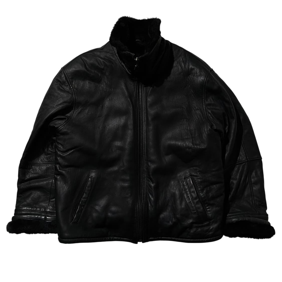 Radius 레더 시어링 싱글 무스탕 블랙 상품이미지2