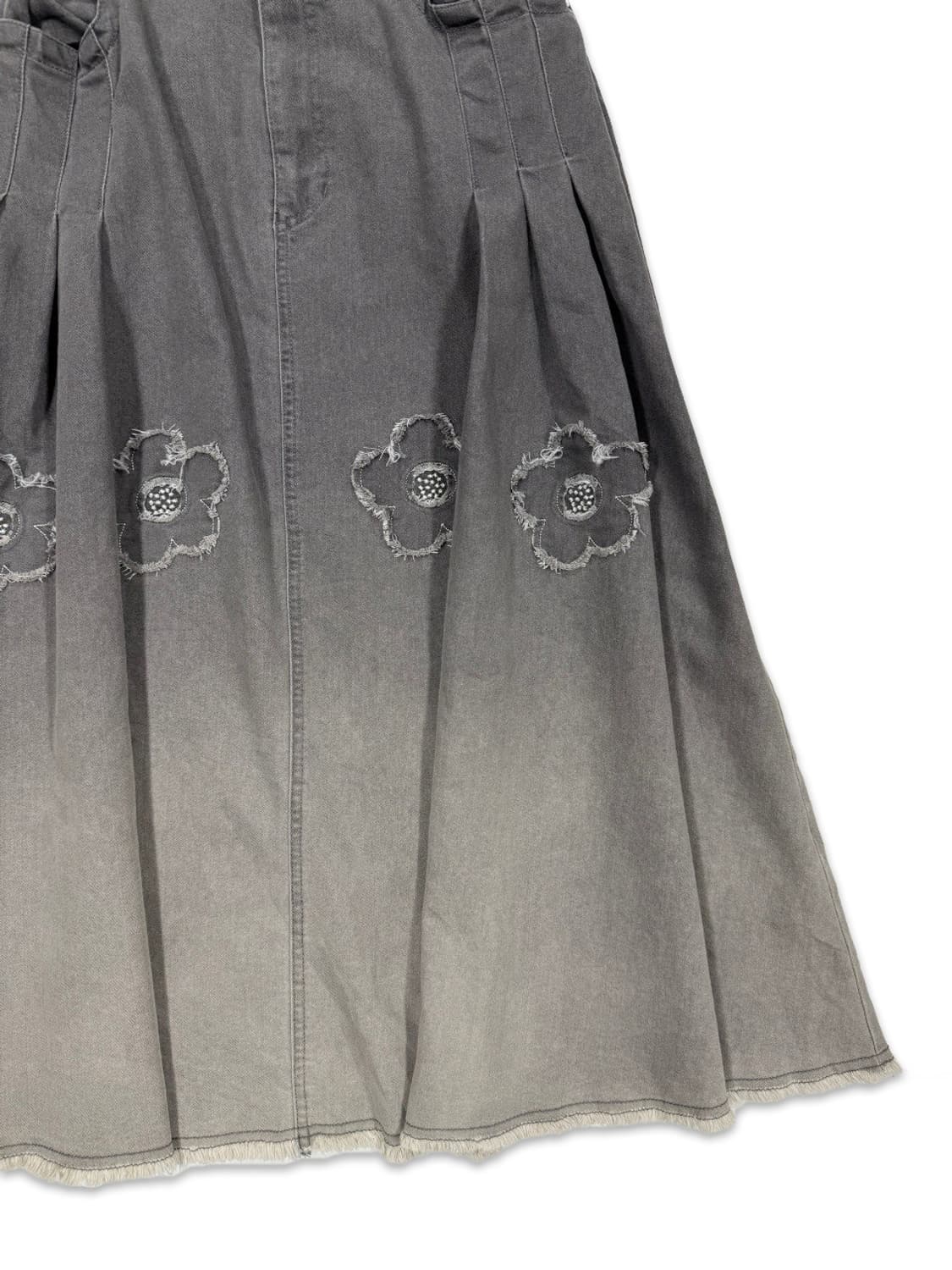 빈티지 Person's 그레이 그라데이션 플라워 플레어 롱 스커트 상품이미지3