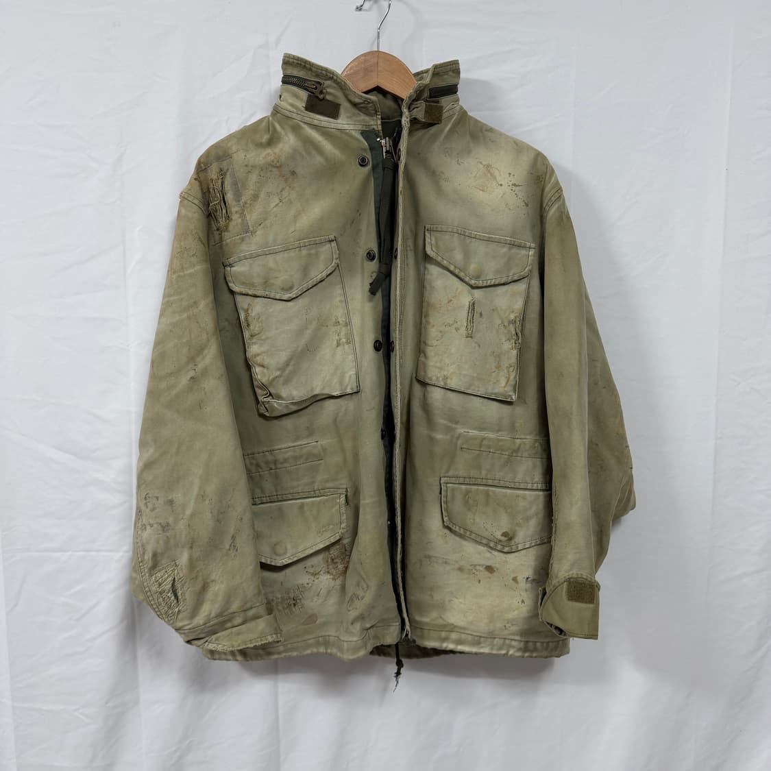 R13 코튼 디스트로이드 밀리터리 빈티지 후드 자켓 상품이미지1