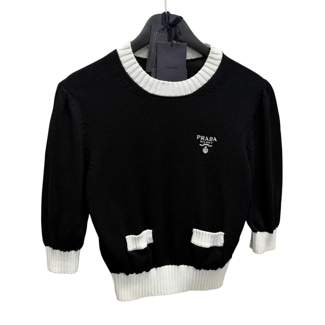 프라다 미니 로고 크롭 코튼 니트 (55)  상품이미지2