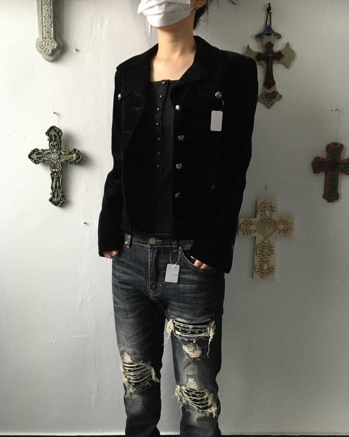 Button point velvet jacket 상품이미지6