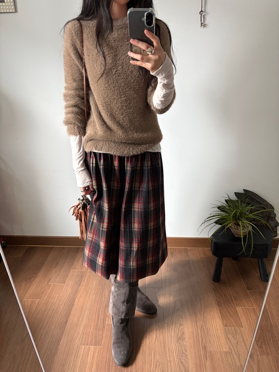 check patterned banding skirt 상품이미지2