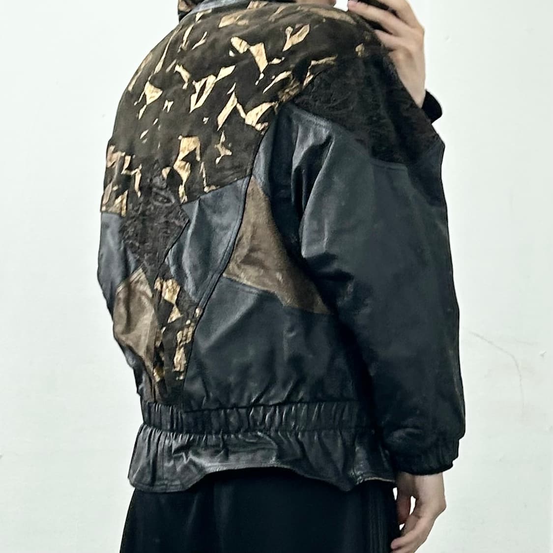 John Weitz 80s 양가죽 패치워크 점퍼 상품이미지3