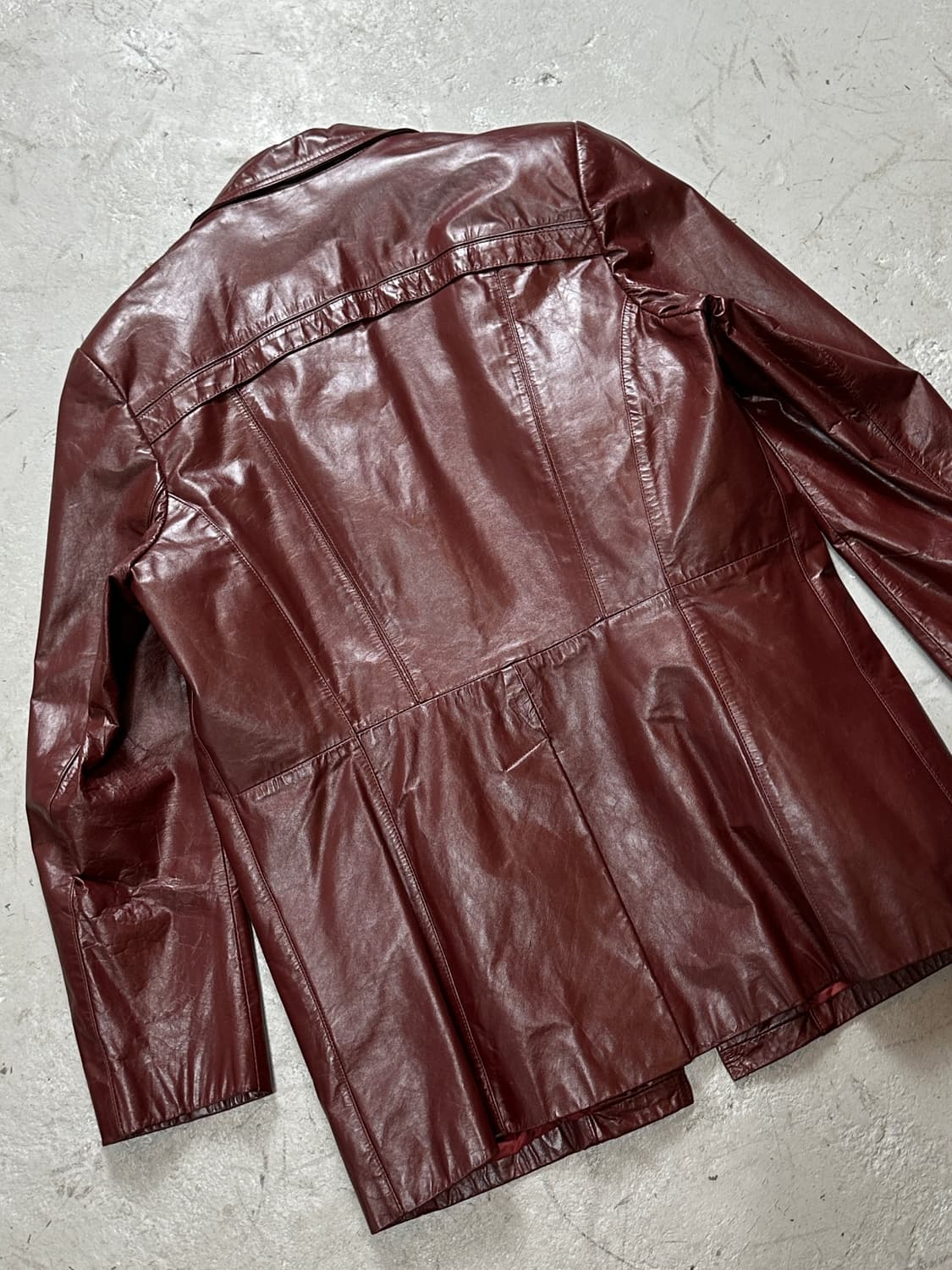 80’s 빈티지 버건디 레더 카코트 블레이저 파이트 클럽 상품이미지6