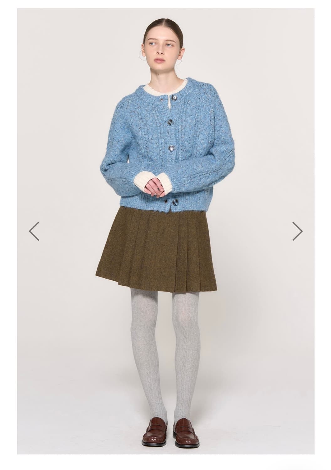 제너럴아이디어 WOMAN 울 더스트 케이블 가디건 블루 상품이미지2