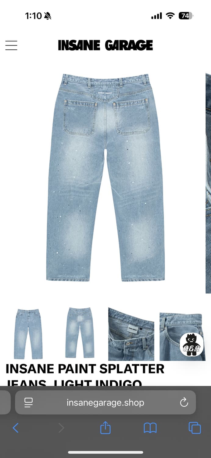 인세인개러지 스플래터 데님 3사이즈 상품이미지2