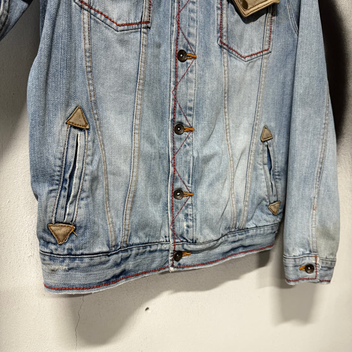 VTG 빈티지 양가죽 디테일 웨스턴 데님 트러커 자켓 상품이미지4