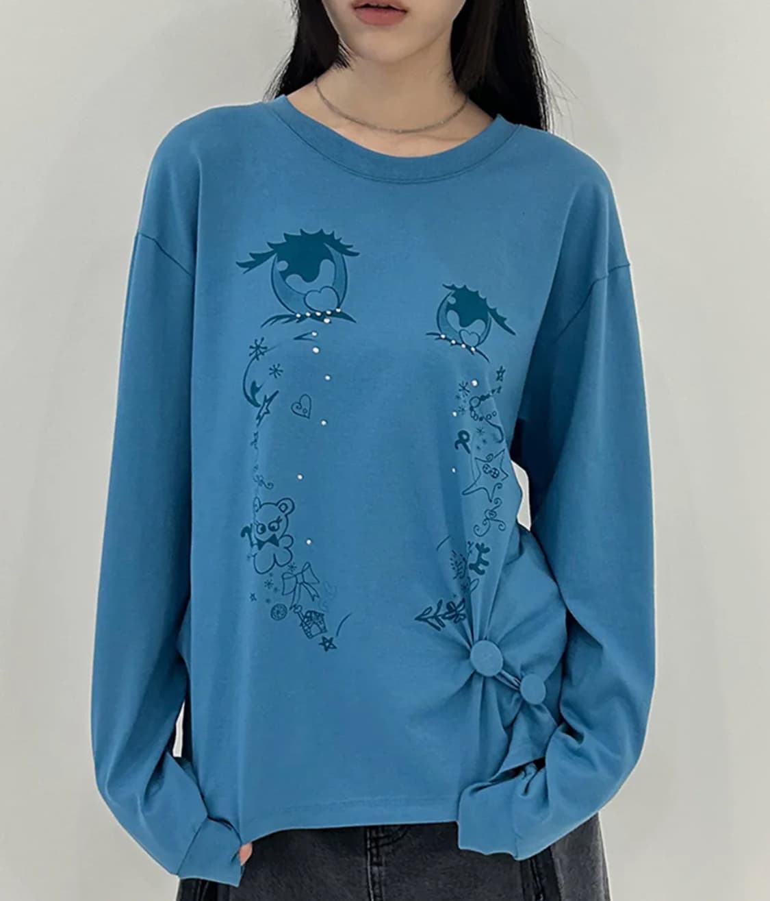 타입서비스 Cry Eyes Ruched Top [Blue] 상품이미지2