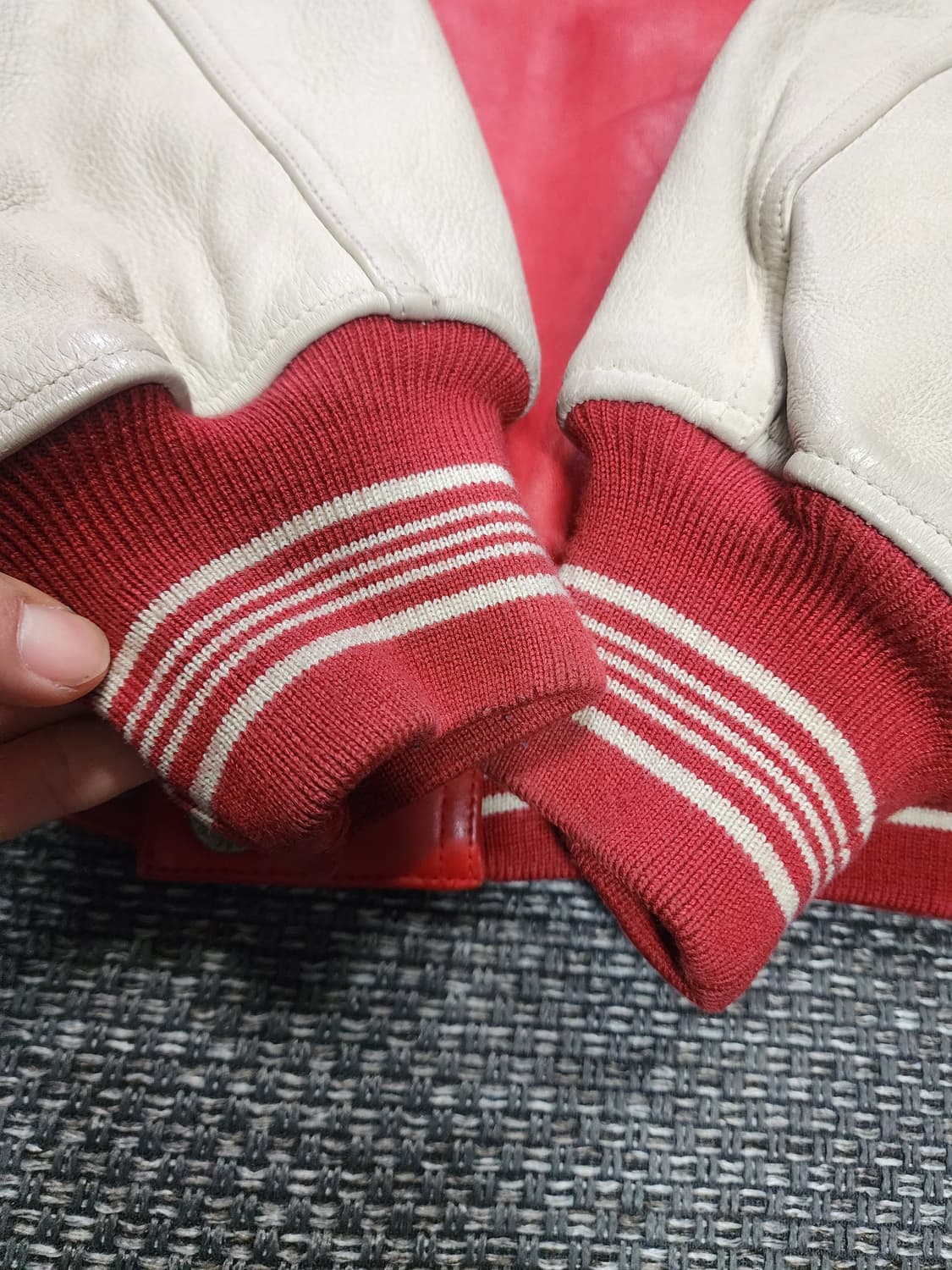 아메코 빈티지 가죽AMECO 스타디움 자켓 레드  XL 상품이미지8