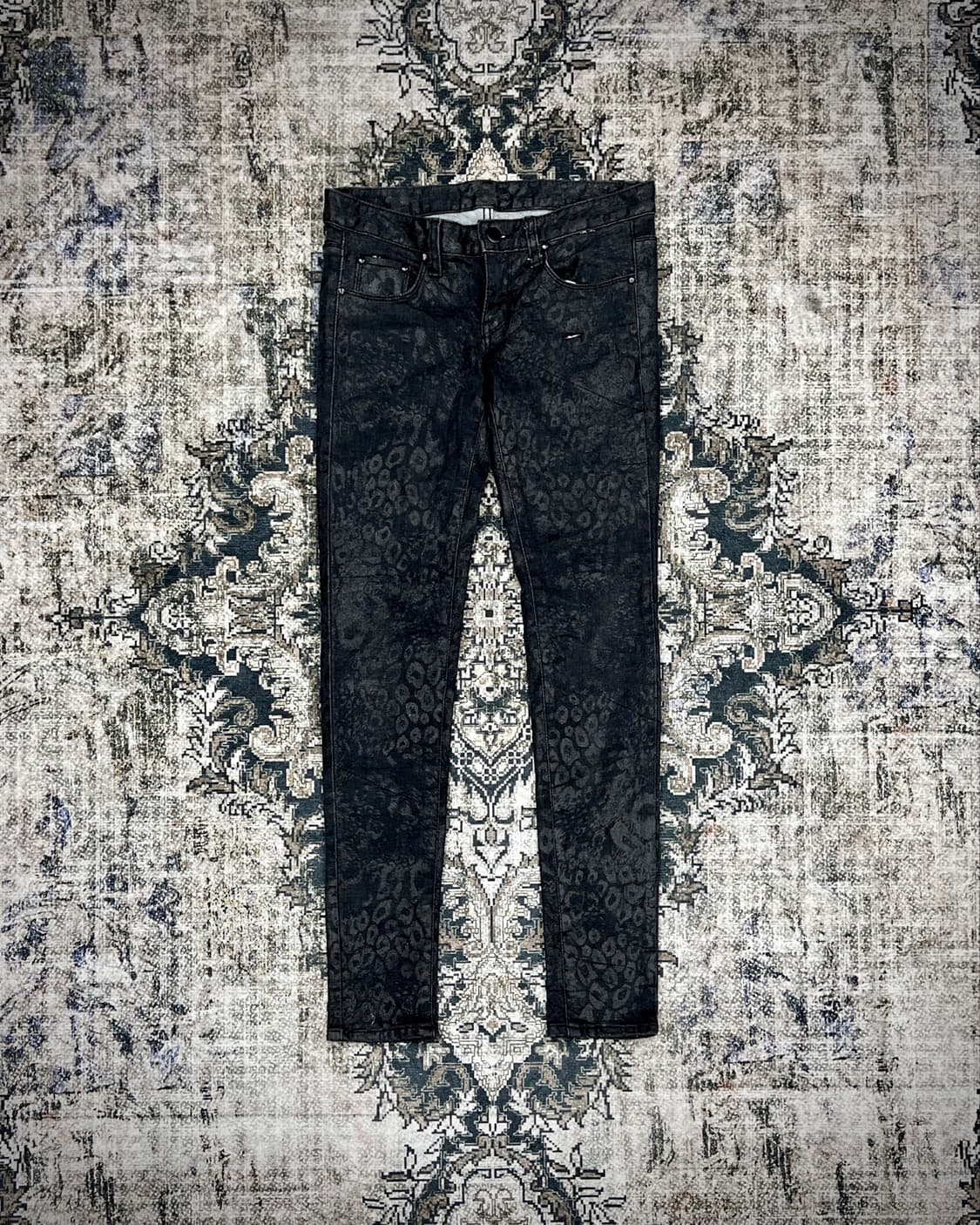 Leopard waxed skinny jeans 상품이미지1