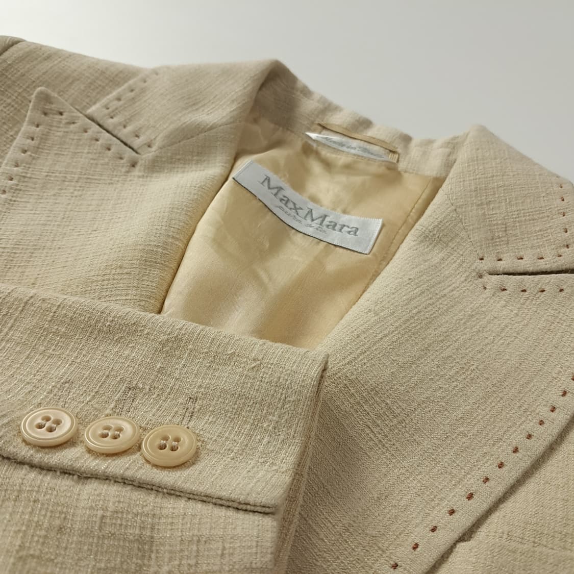CK389 S 막스마라 90s 이태리판 실크 베이지 스티치 자켓 상품이미지4