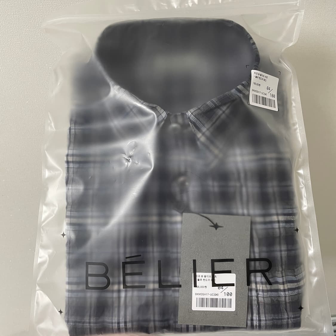 (새상품) 벨리에 치코 숏 슬리브 셔츠 - 블루 윈도우 패인 4사이즈 상품이미지2