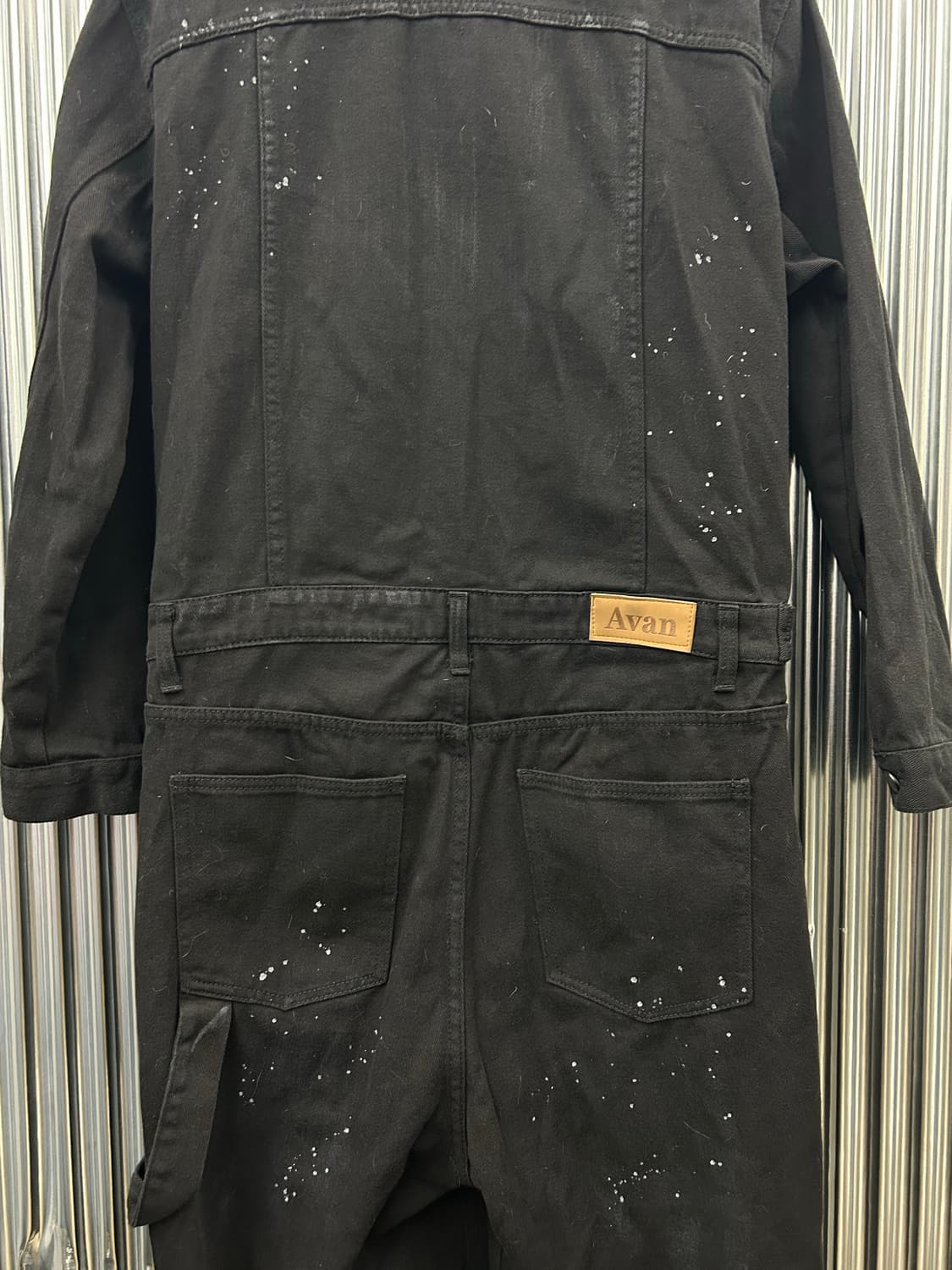 Avandress 블랙 데님 페인팅 워크웨어 점프수트 상품이미지4