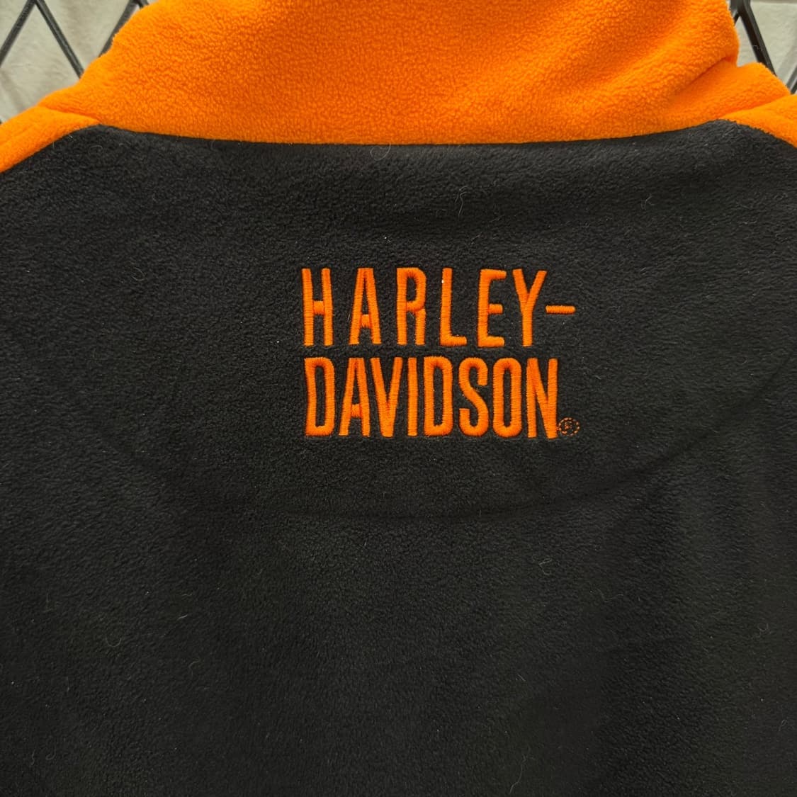 00s 할리데이비슨 플리스 자켓 손목 포켓 디테일 오렌지 블랙 상품이미지7