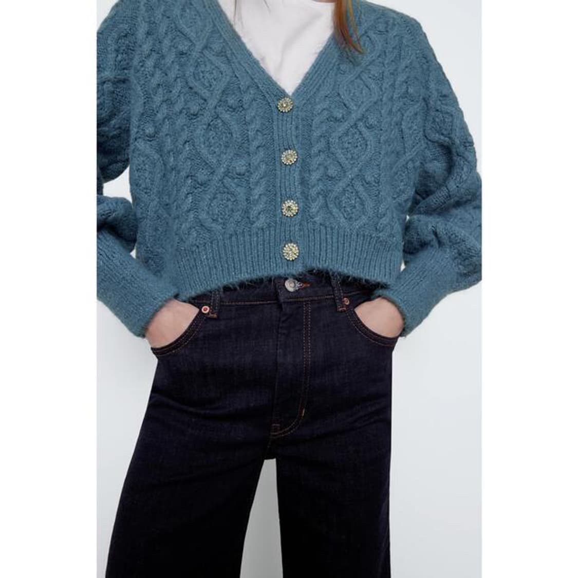 Zara 자라 주얼리버튼 케이블 니트 가디건 상품이미지2