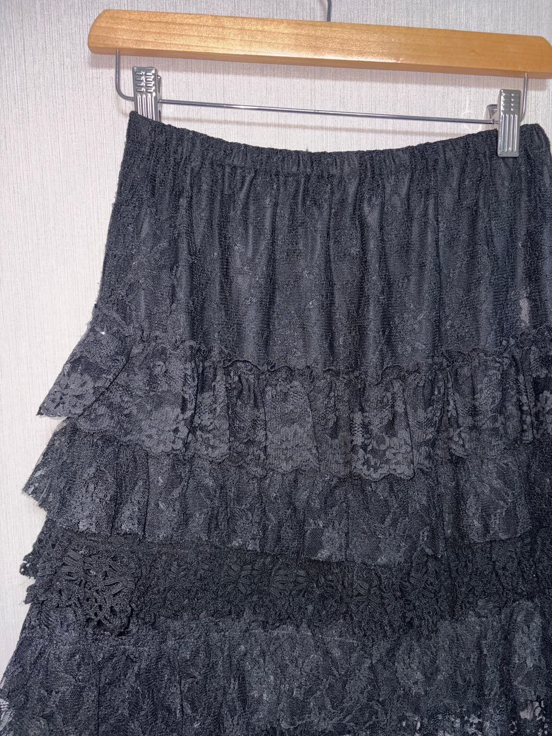 블랙 레이스 미디 스커트  상품이미지6